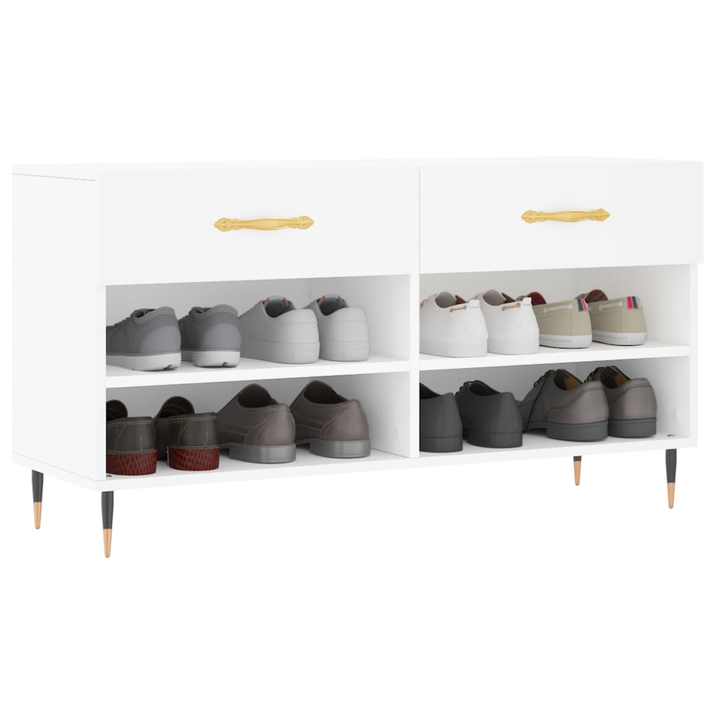 Shoe Bench White 102x35x55 cm Engineered Wood