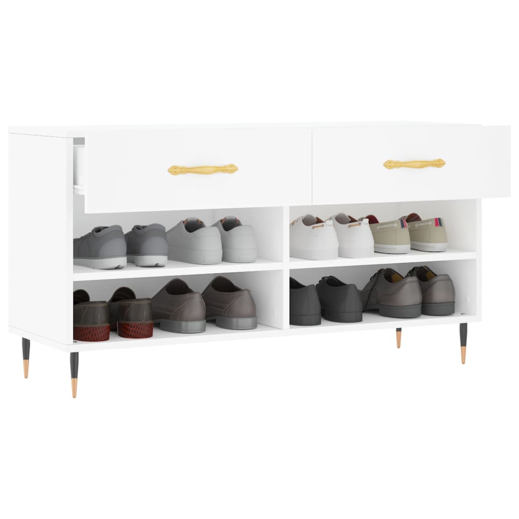 Shoe Bench White 102x35x55 cm Engineered Wood
