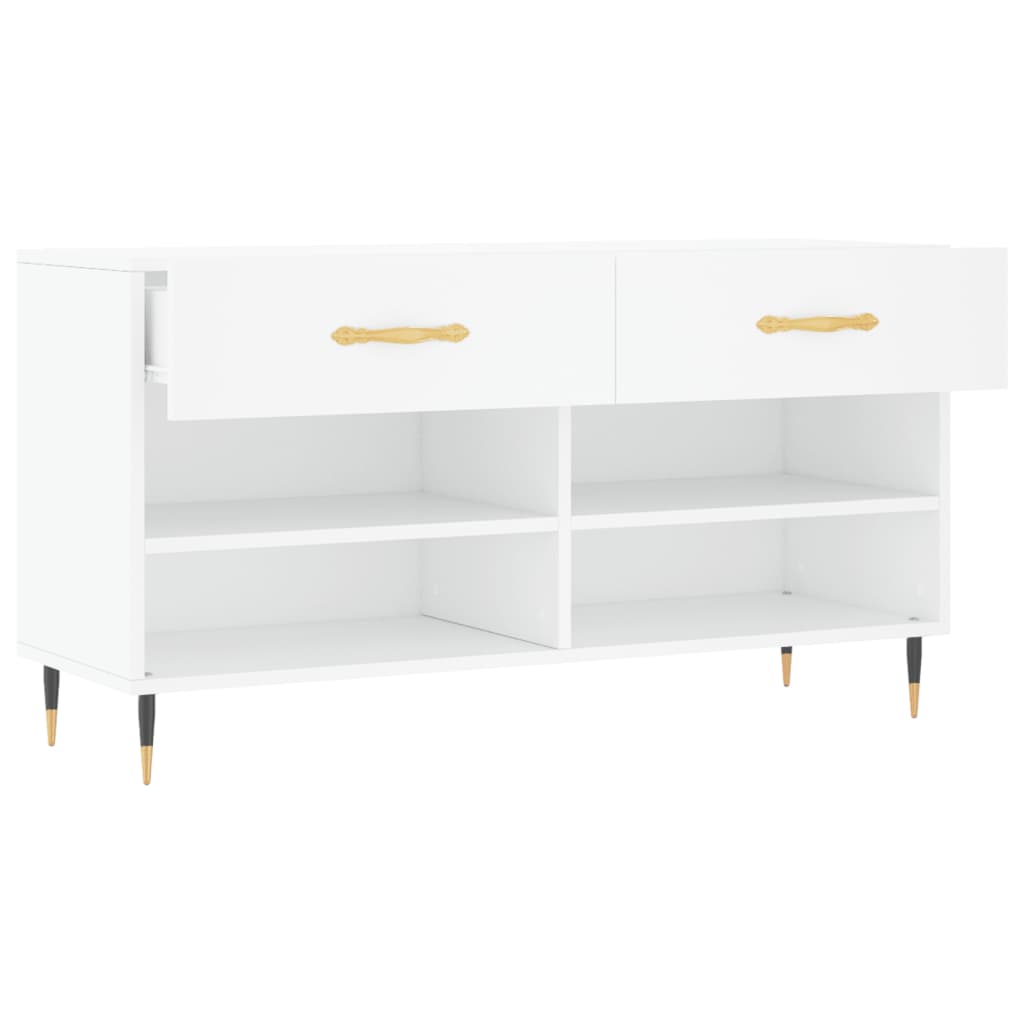 Shoe Bench White 102x35x55 cm Engineered Wood