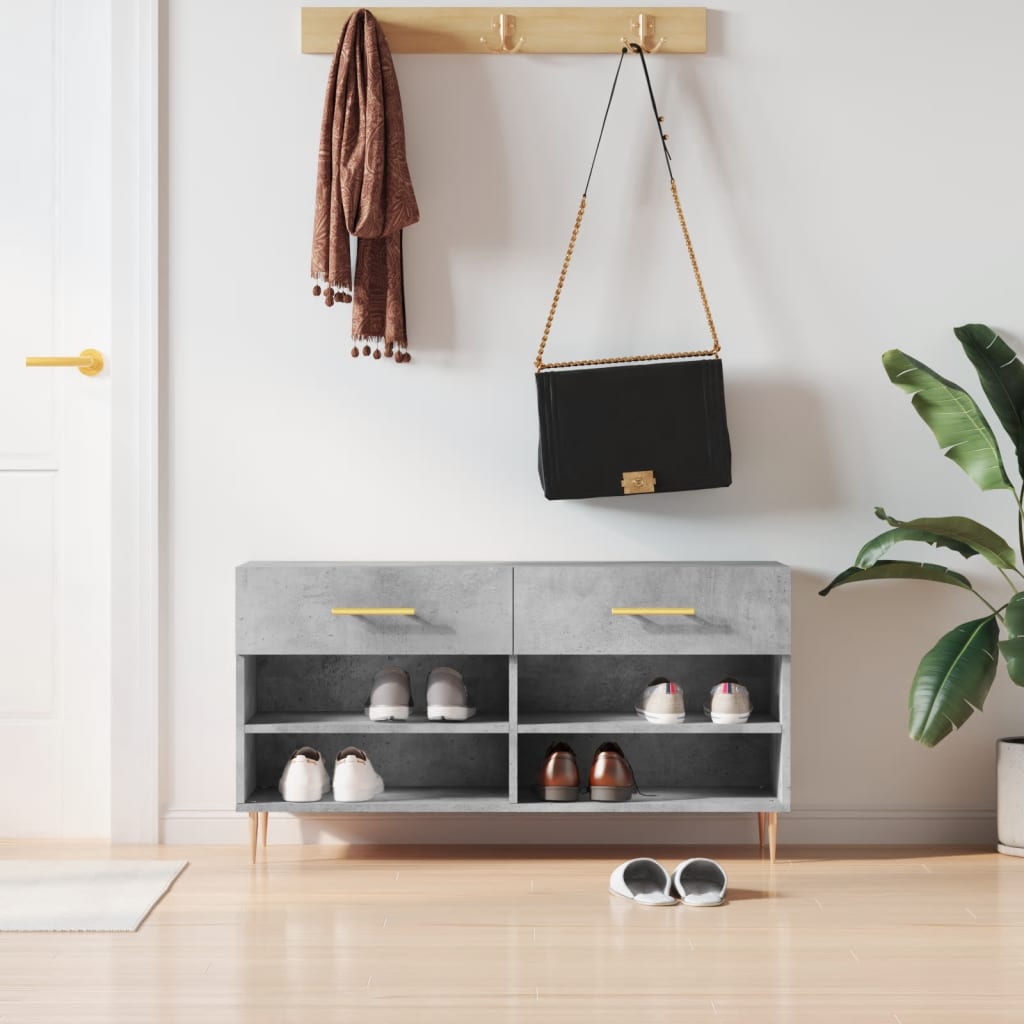 Shoe Bench Concrete Grey 102x35x55 cm Engineered Wood