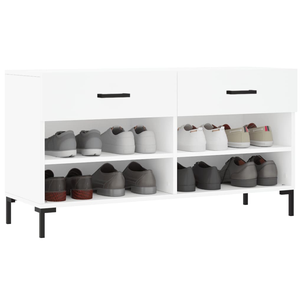 Shoe Bench White 102x35x55 cm Engineered Wood