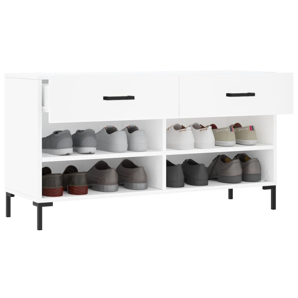 Shoe Bench White 102x35x55 cm Engineered Wood