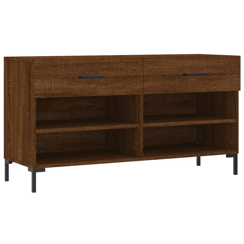 Shoe Bench Brown Oak 102x35x55 cm Engineered Wood