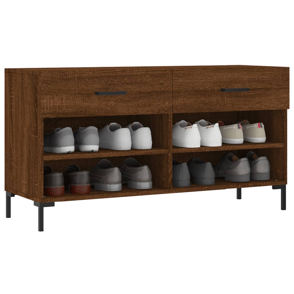 Shoe Bench Brown Oak 102x35x55 cm Engineered Wood