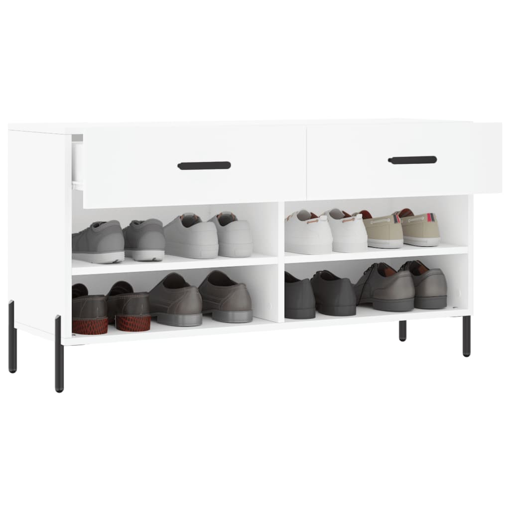 Shoe Bench White 102x35x55 cm Engineered Wood