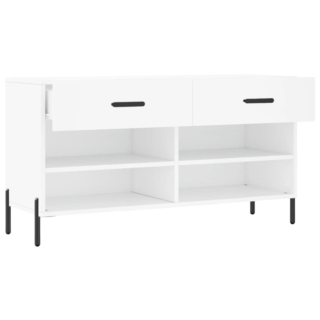 Shoe Bench White 102x35x55 cm Engineered Wood
