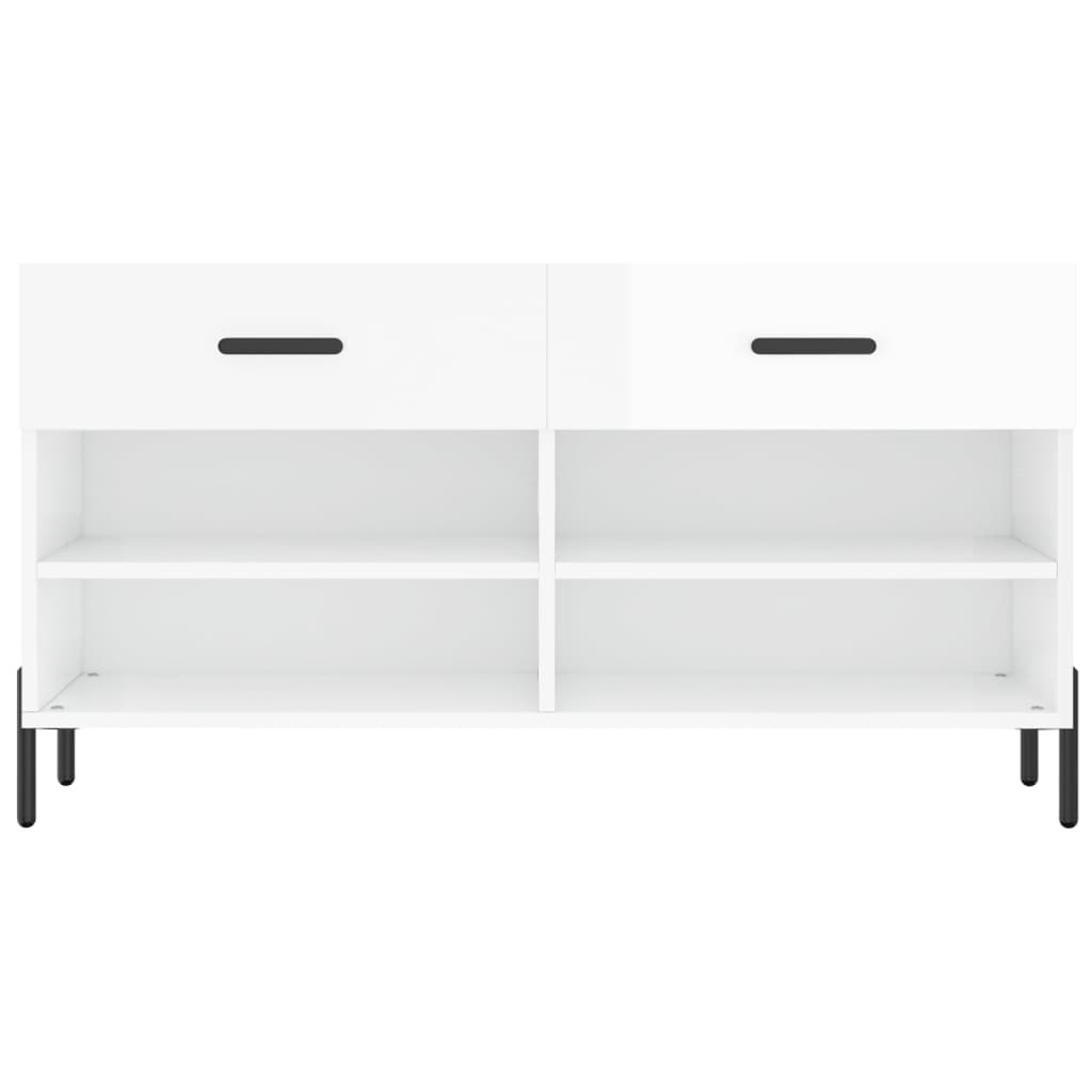 Shoe Bench High Gloss White 102x35x55 cm Engineered Wood