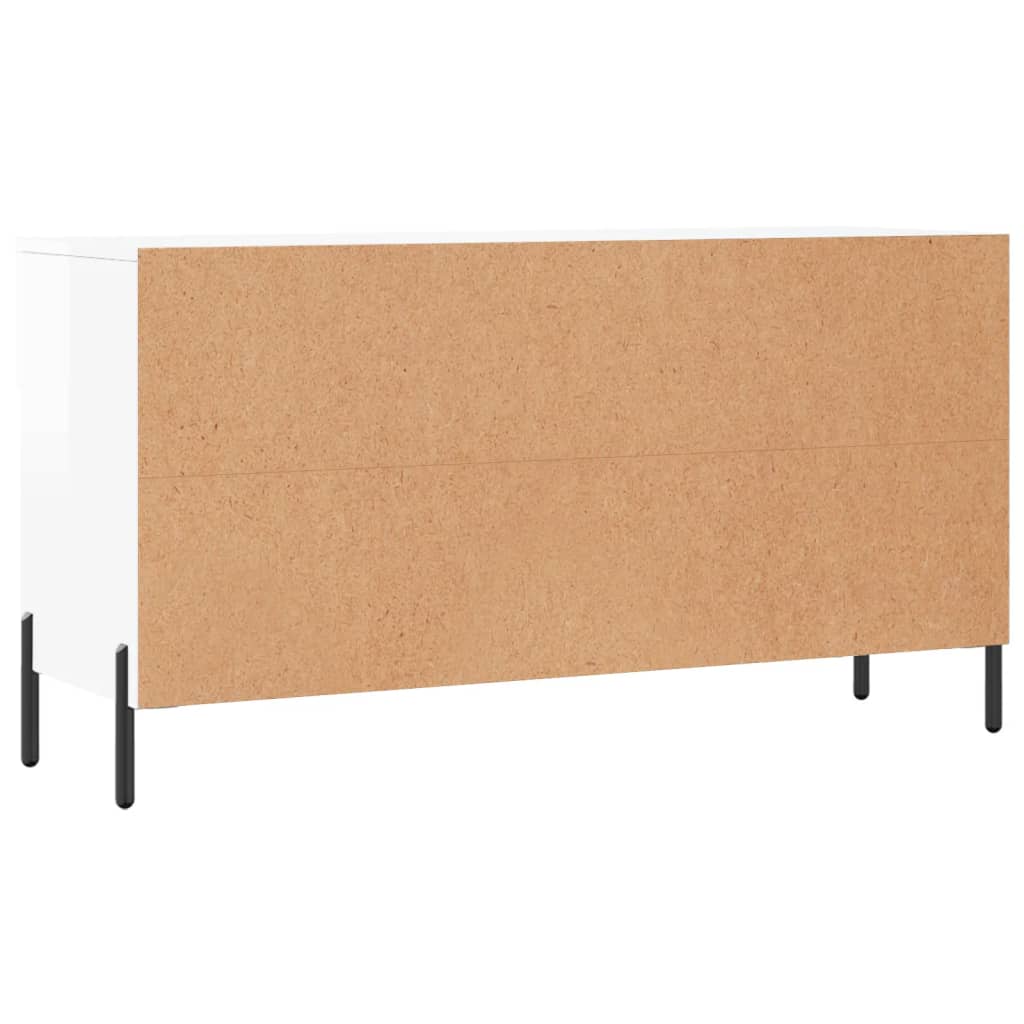 Shoe Bench High Gloss White 102x35x55 cm Engineered Wood