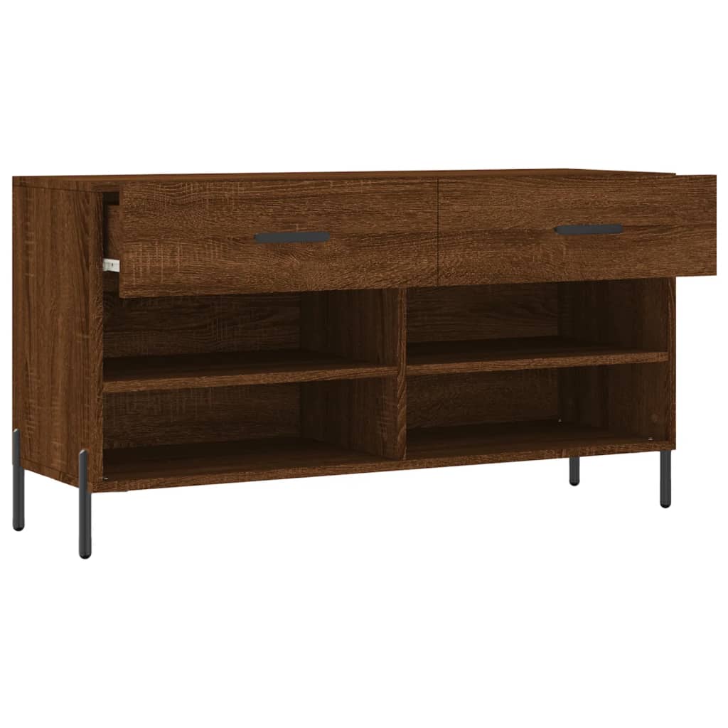 Shoe Bench Brown Oak 102x35x55 cm Engineered Wood