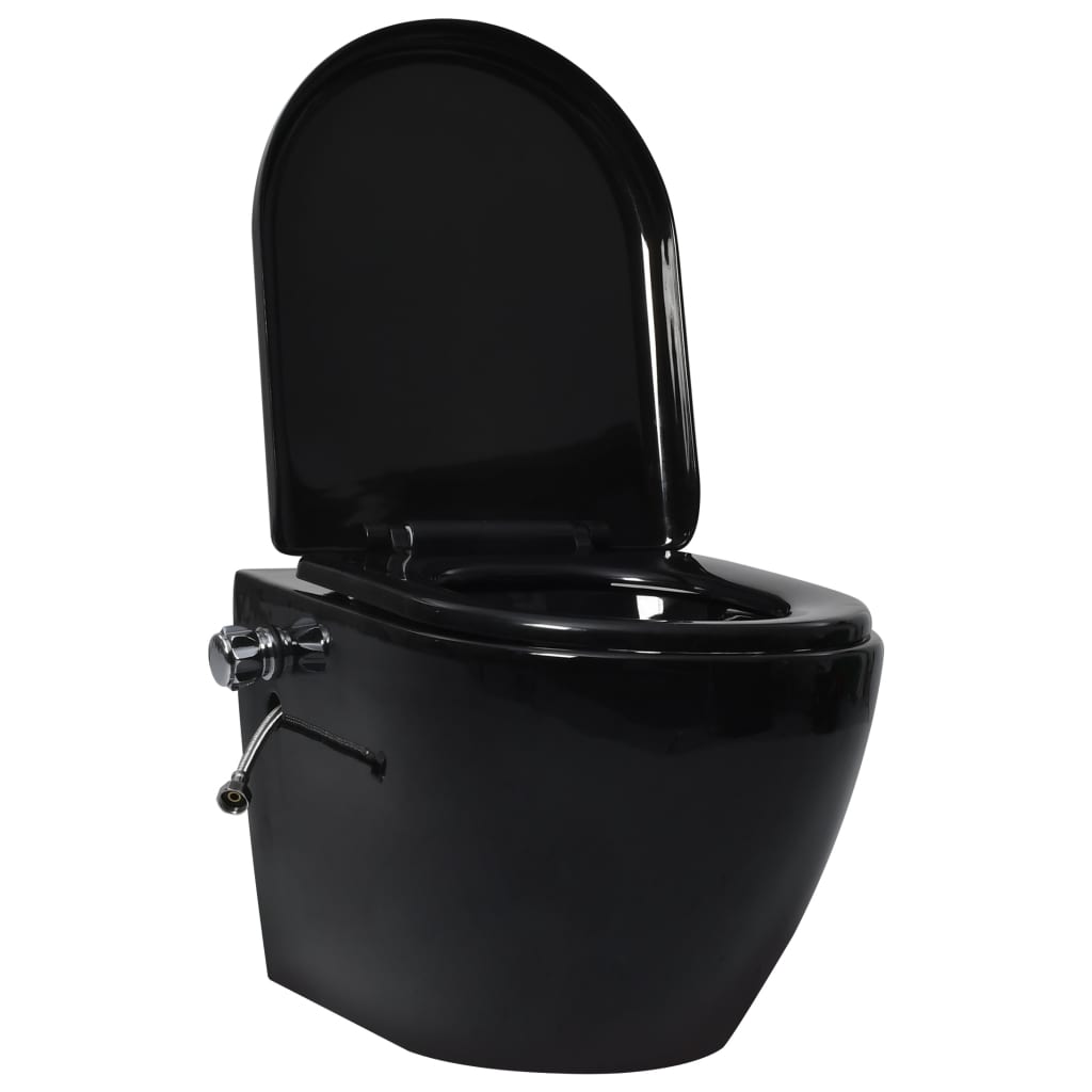 Wall Hung Rimless Toilet with Concealed Cistern Black Ceramic