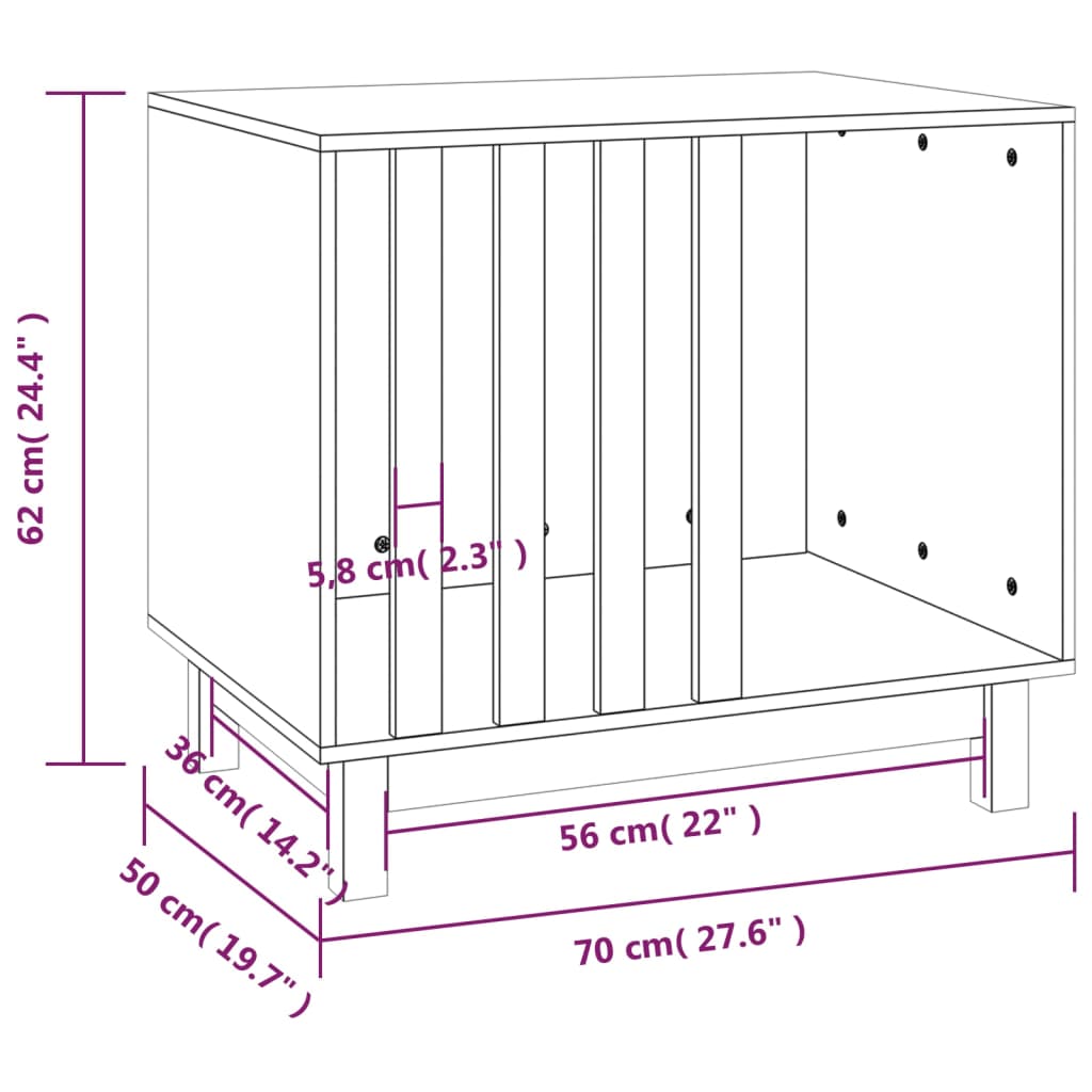 Dog House White 70x50x62 cm Solid Wood Pine