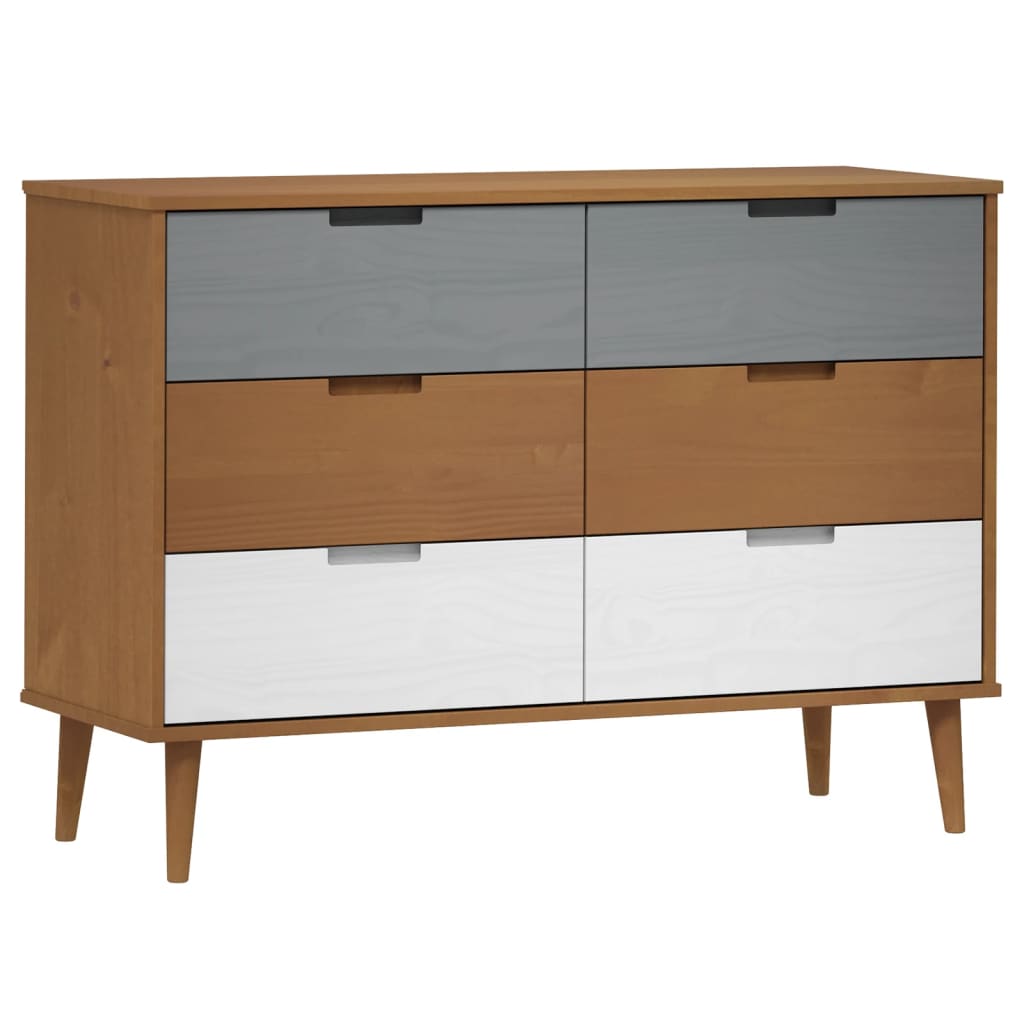 Drawer Cabinet MOLDE Brown 113x40x80 cm Solid Wood Pine
