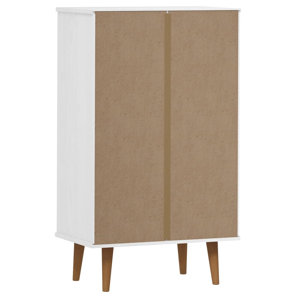 Shoe Cabinet MOLDE White 59,5x35x103 cm Solid Wood Pine