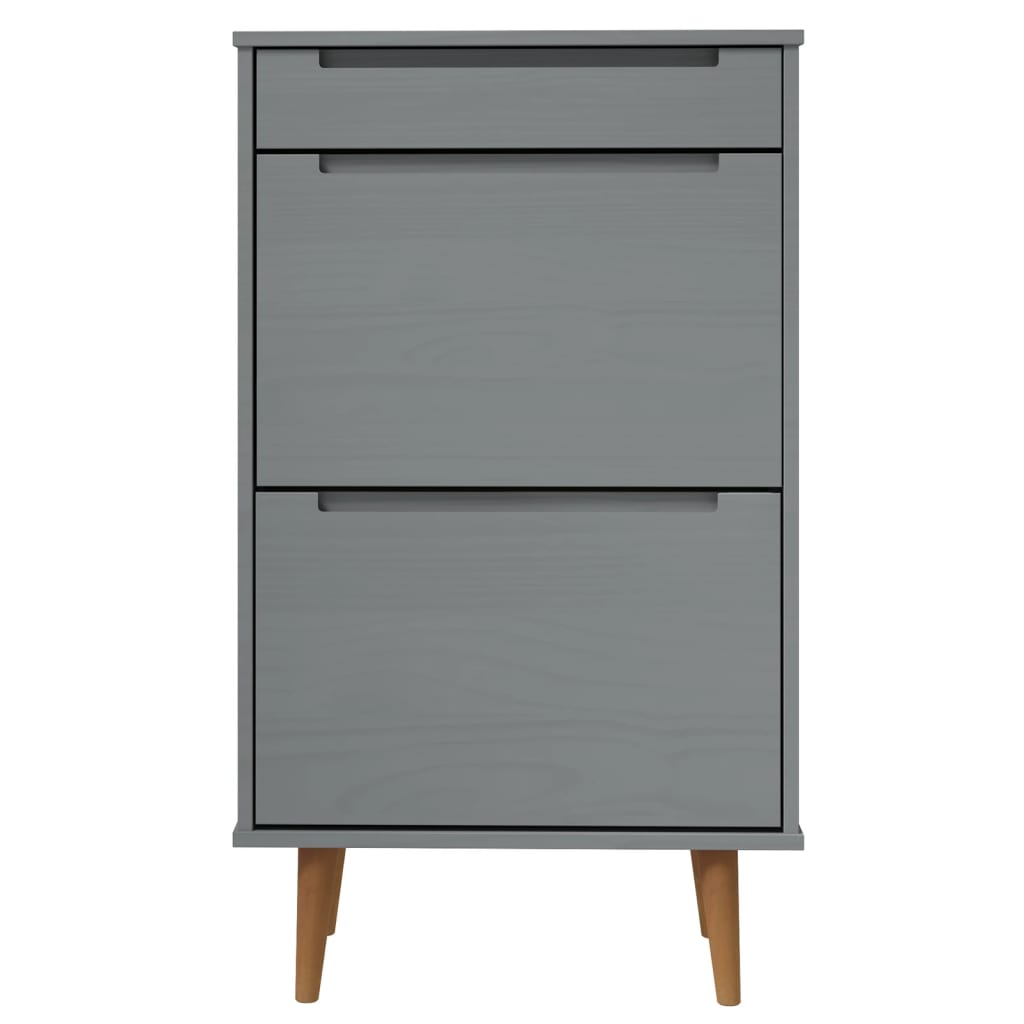 Shoe Cabinet MOLDE Grey 59,5x35x103 cm Solid Wood Pine