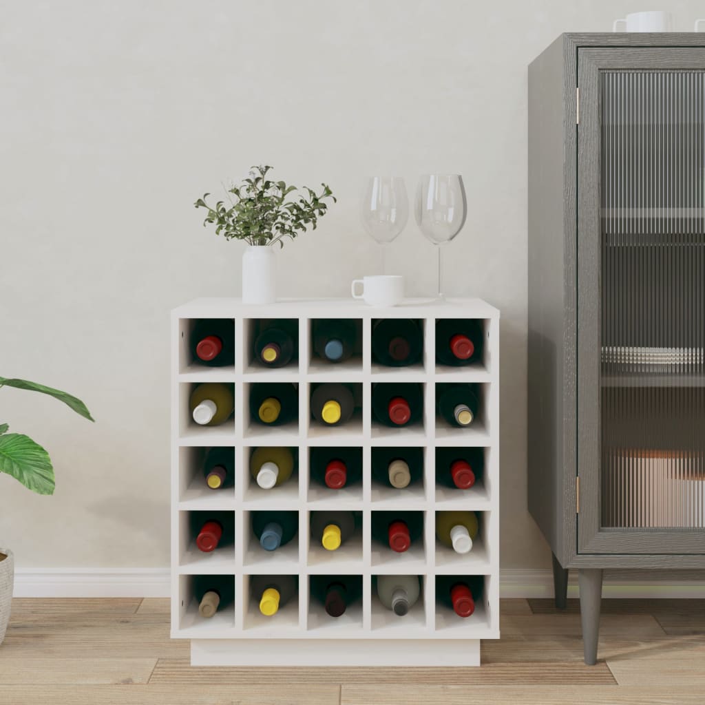 Wine Cabinet White 55.5x34x61 cm Solid Wood Pine