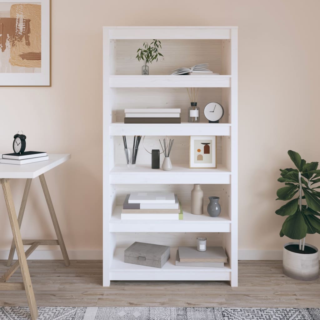 Book Cabinet White 80x35x154 cm Solid Wood Pine