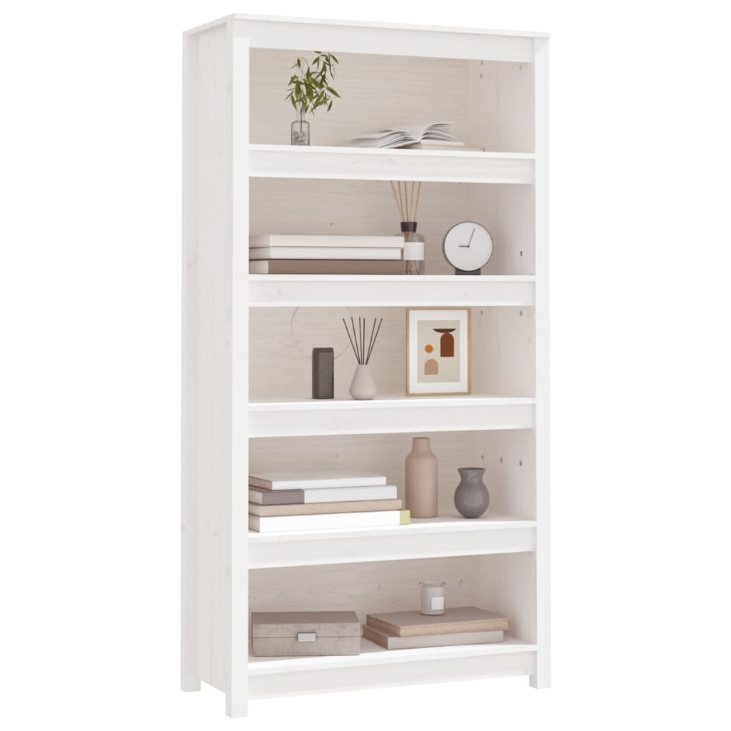 Book Cabinet White 80x35x154 cm Solid Wood Pine