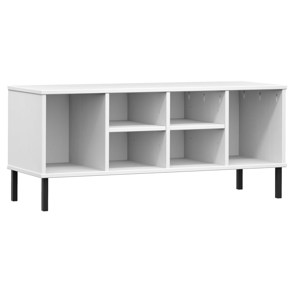 Shoe Rack with Metal Legs White 106x35x45 cm Solid Wood OSLO