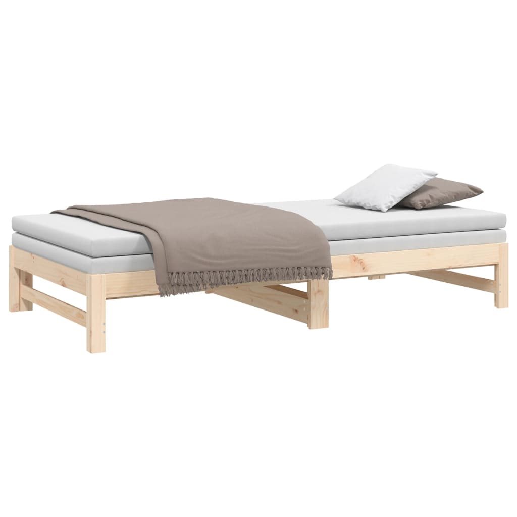 Pull-out Day Bed without Mattress 2x(80x200) cm Solid Wood Pine