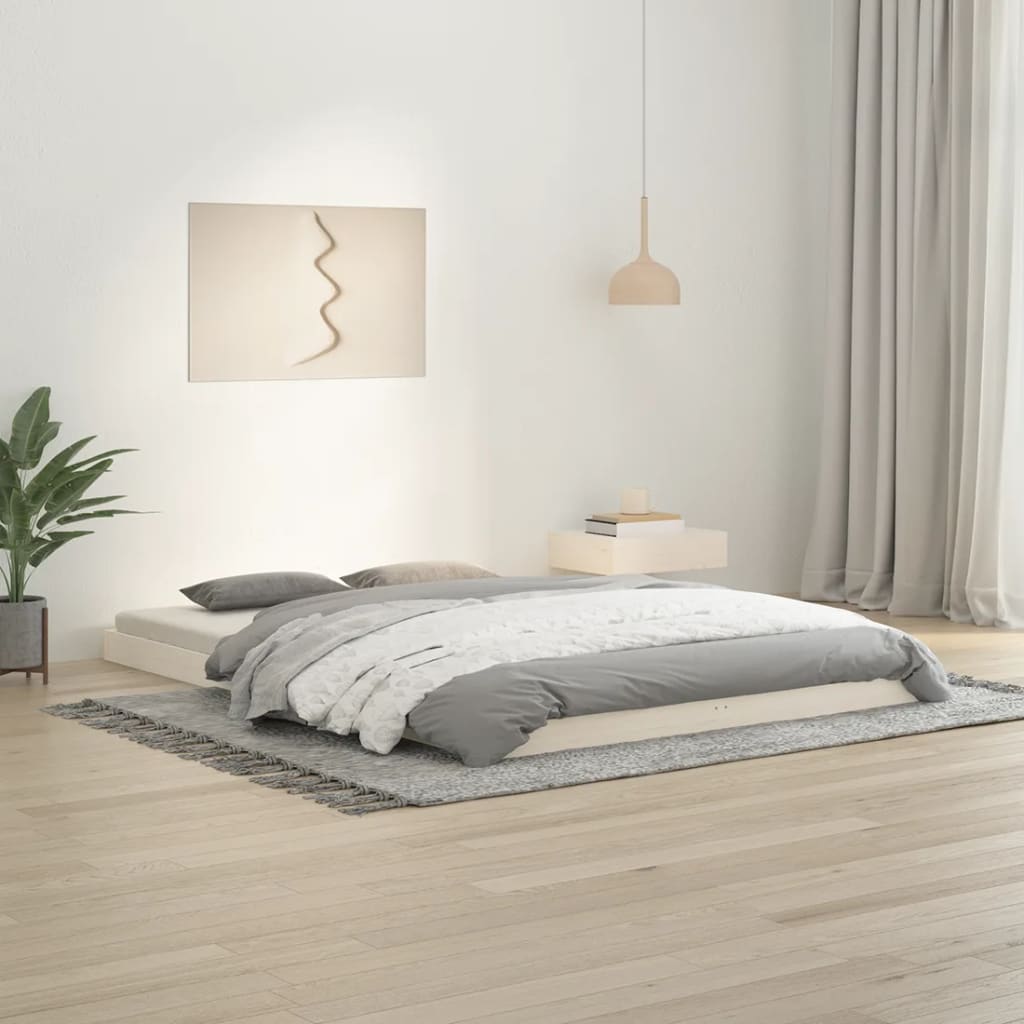 Bed Frame without Mattress White 140x200 cm Solid Wood Pine