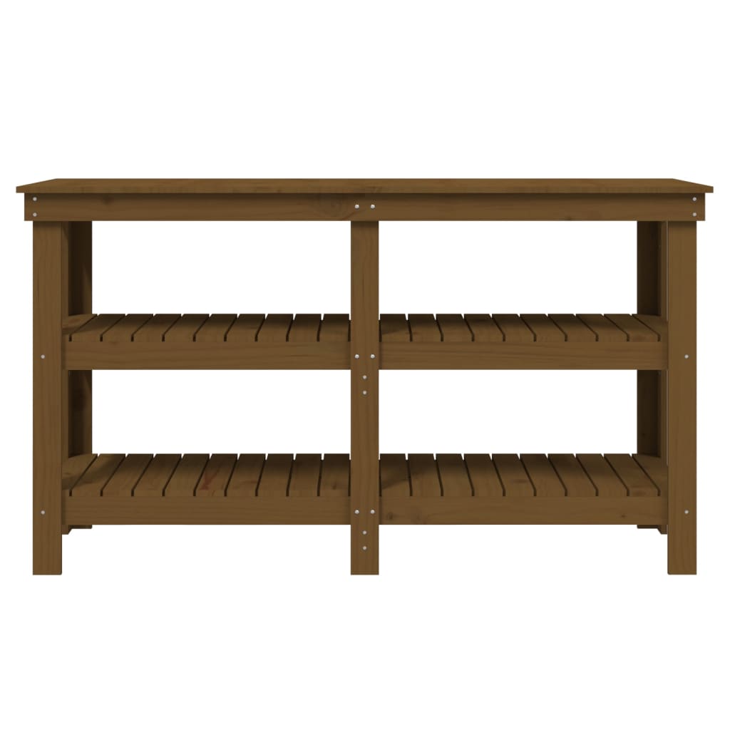 Work Bench Honey Brown 142.5x50x80 cm Solid Wood Pine