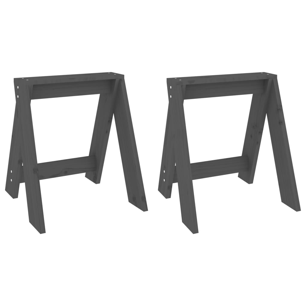 Stools 2 pcs Grey 40x40x45 cm Solid Wood Pine