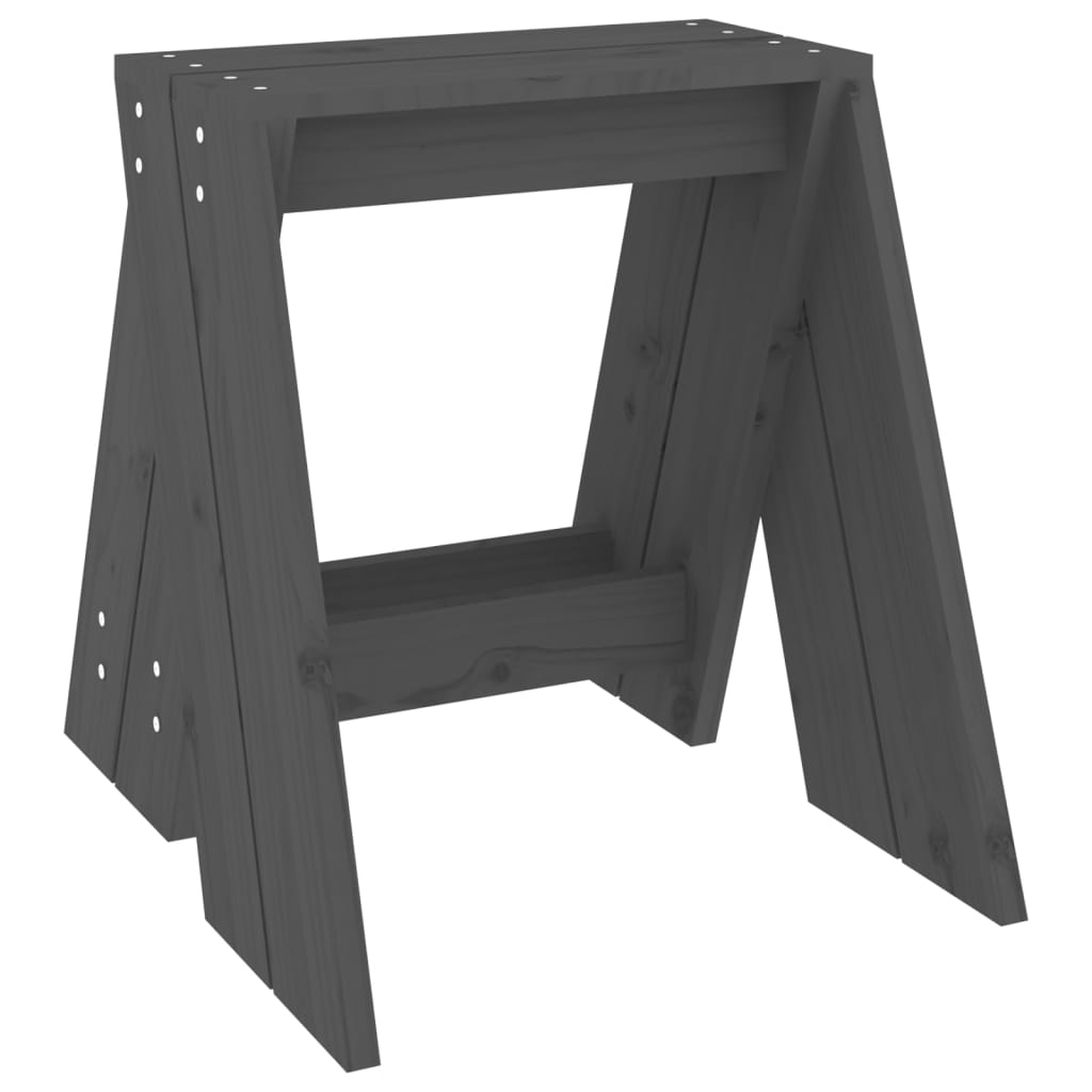 Stools 2 pcs Grey 40x40x45 cm Solid Wood Pine