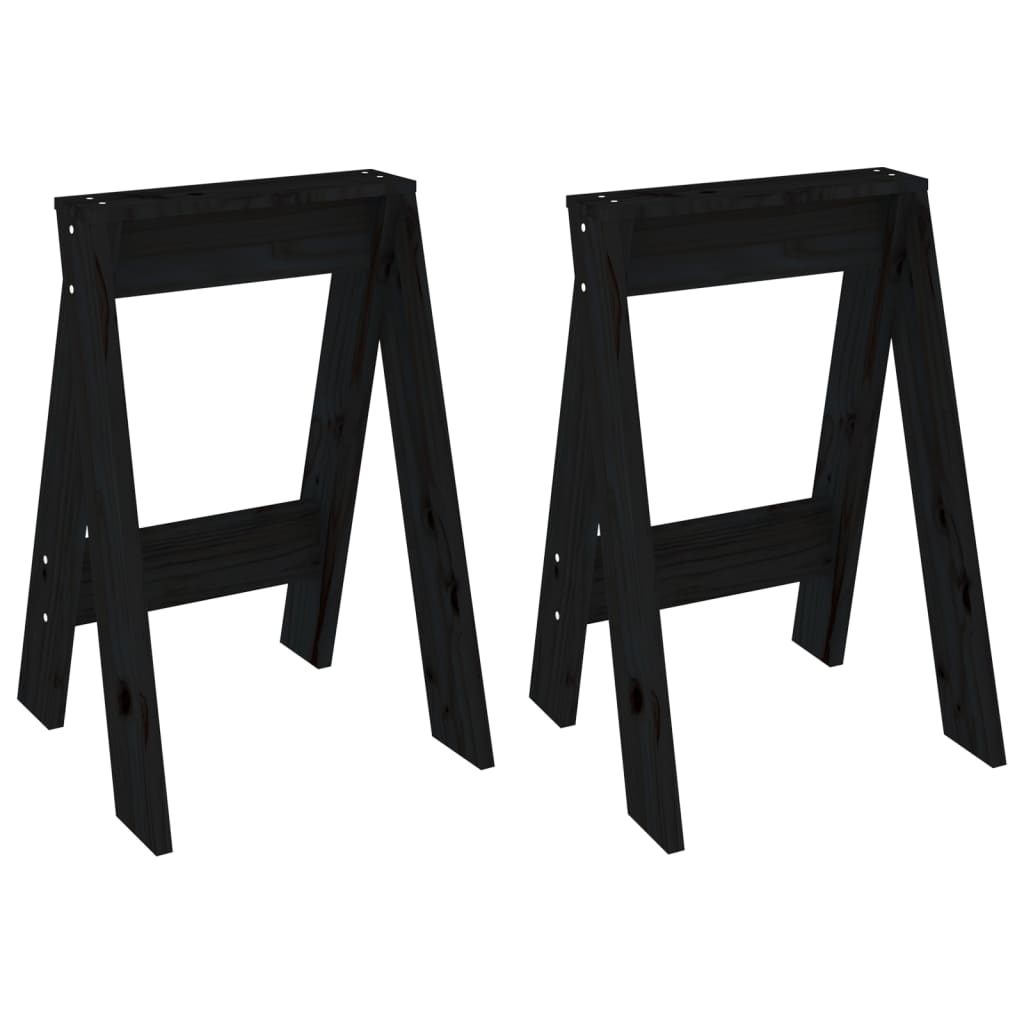 Stools 2 pcs Black 40x40x60 cm Solid Wood Pine