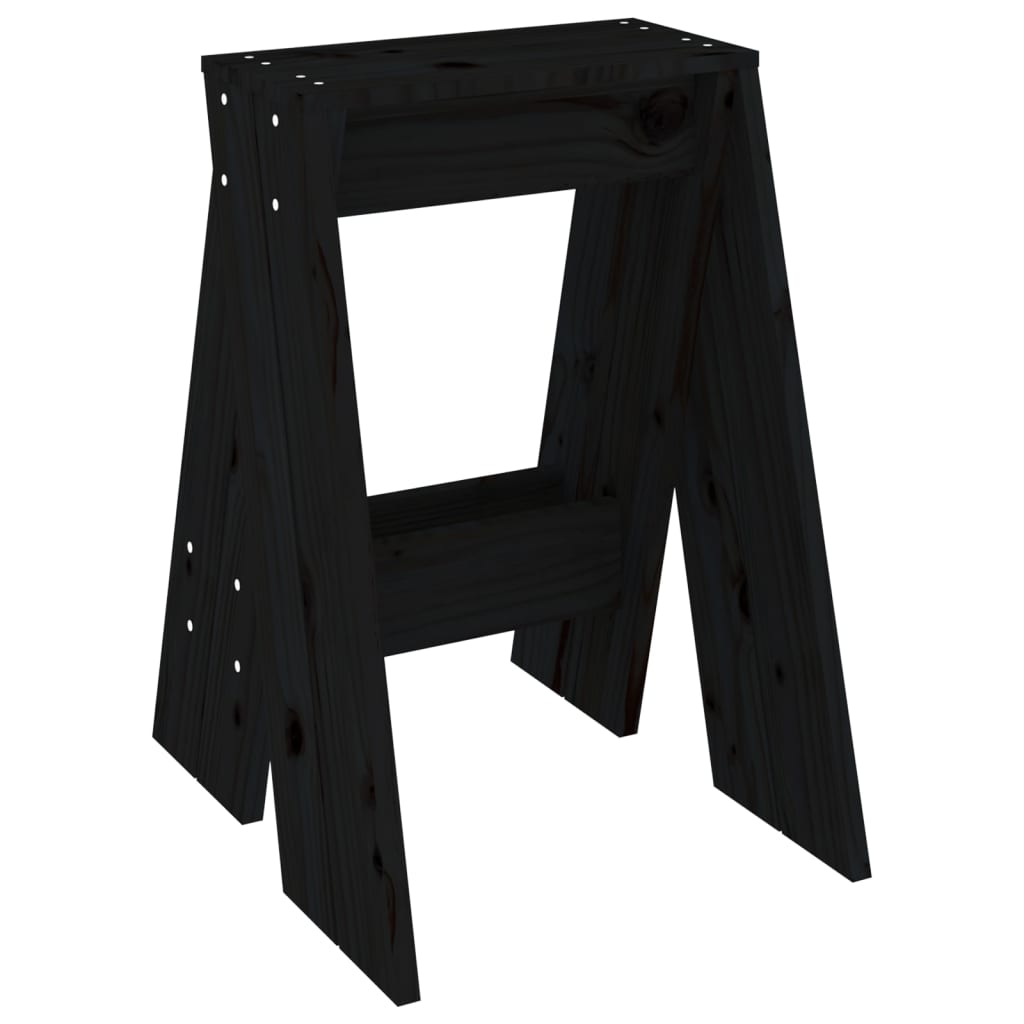 Stools 2 pcs Black 40x40x60 cm Solid Wood Pine