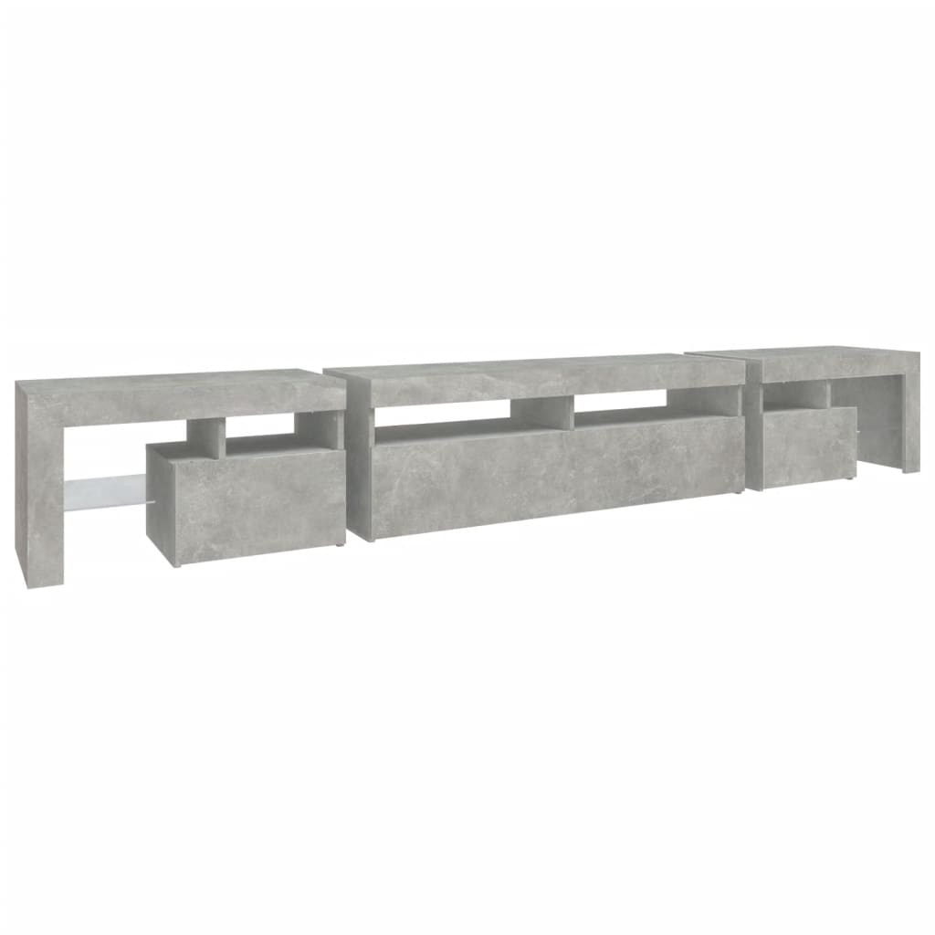 TV Cabinet with LED Lights Concrete Grey 260x36.5x40 cm