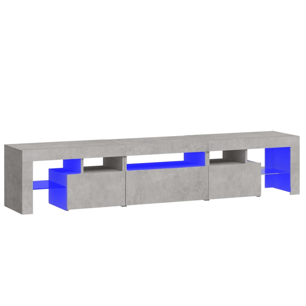 TV Cabinet with LED Lights Concrete Grey 200x36.5x40 cm