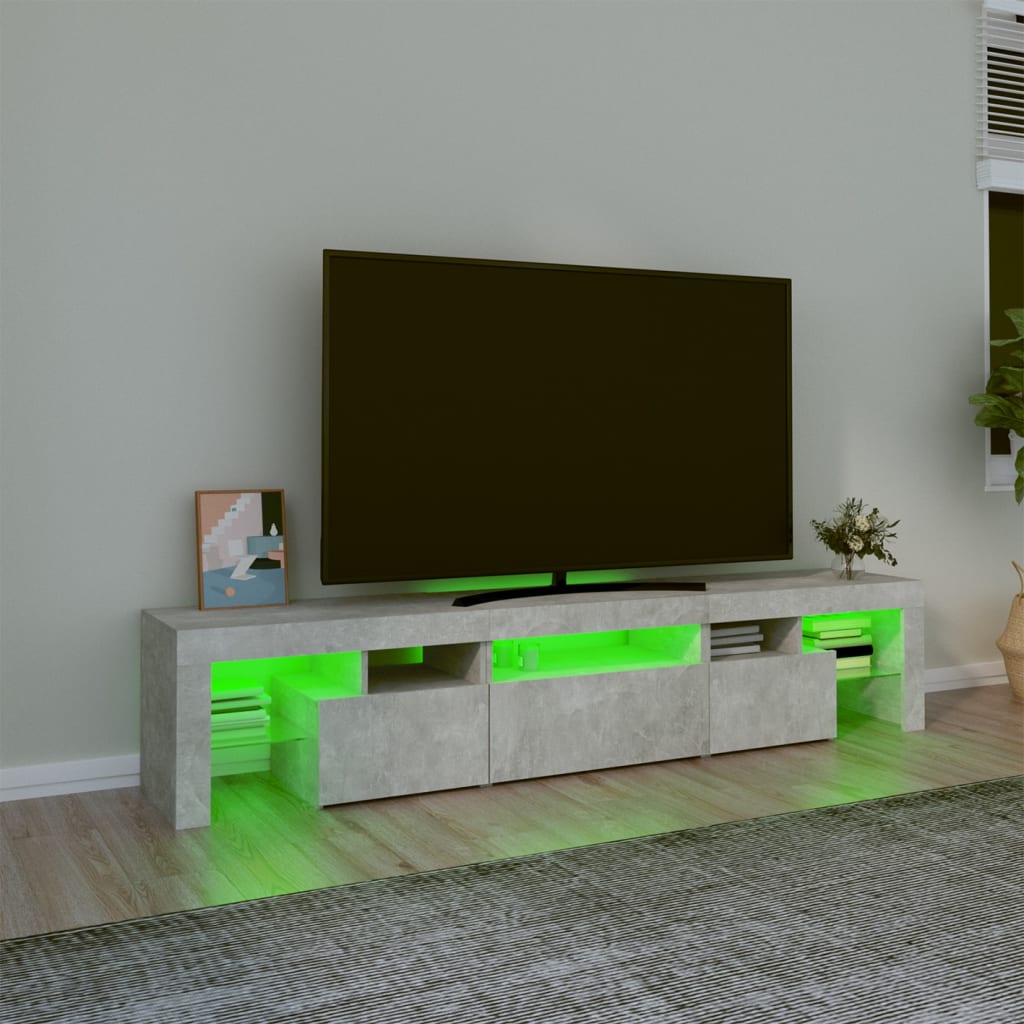 TV Cabinet with LED Lights Concrete Grey 200x36.5x40 cm