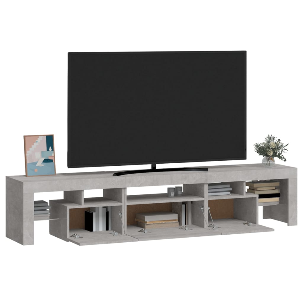 TV Cabinet with LED Lights Concrete Grey 200x36.5x40 cm