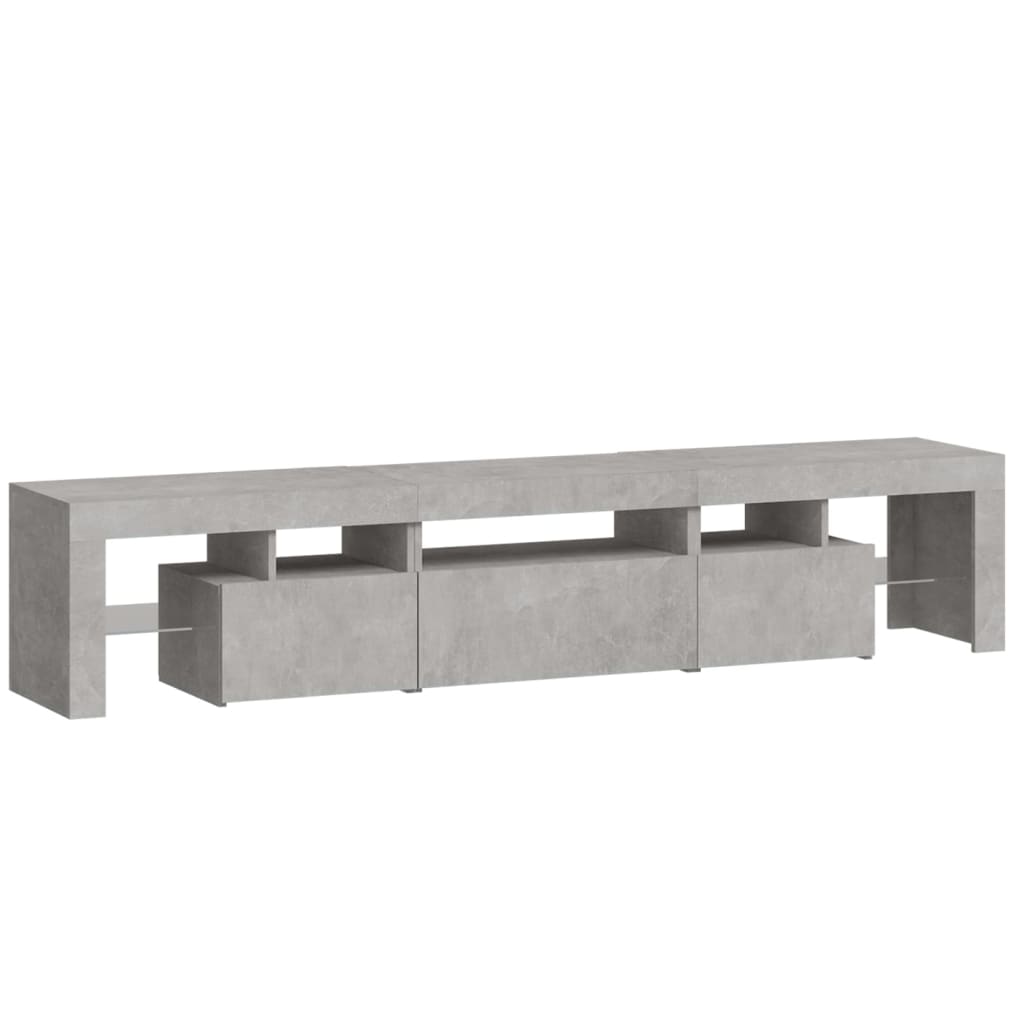 TV Cabinet with LED Lights Concrete Grey 200x36.5x40 cm