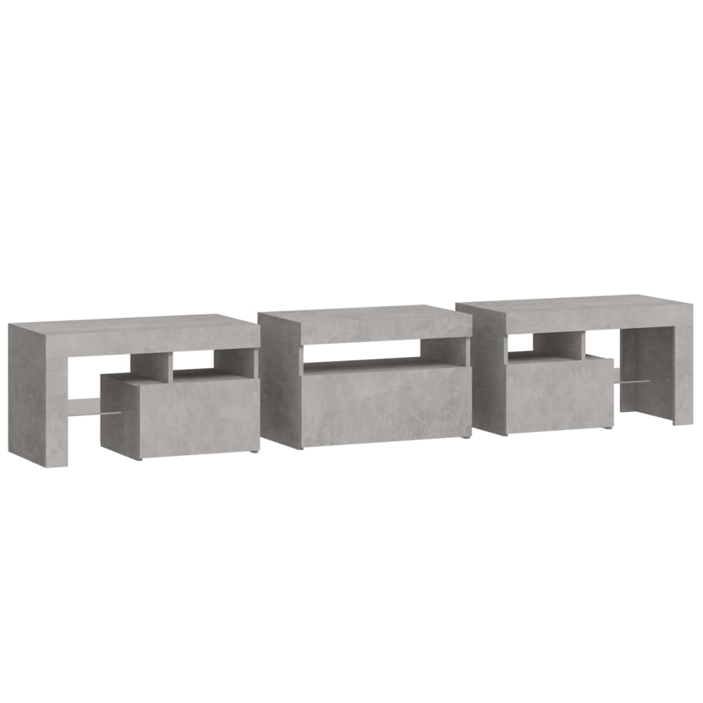 TV Cabinet with LED Lights Concrete Grey 200x36.5x40 cm