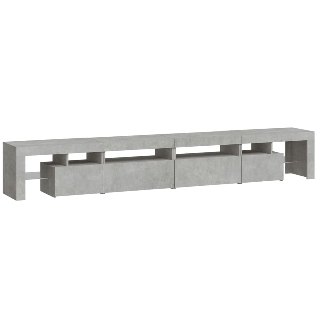 TV Cabinet with LED Lights Concrete Grey 260x36.5x40 cm