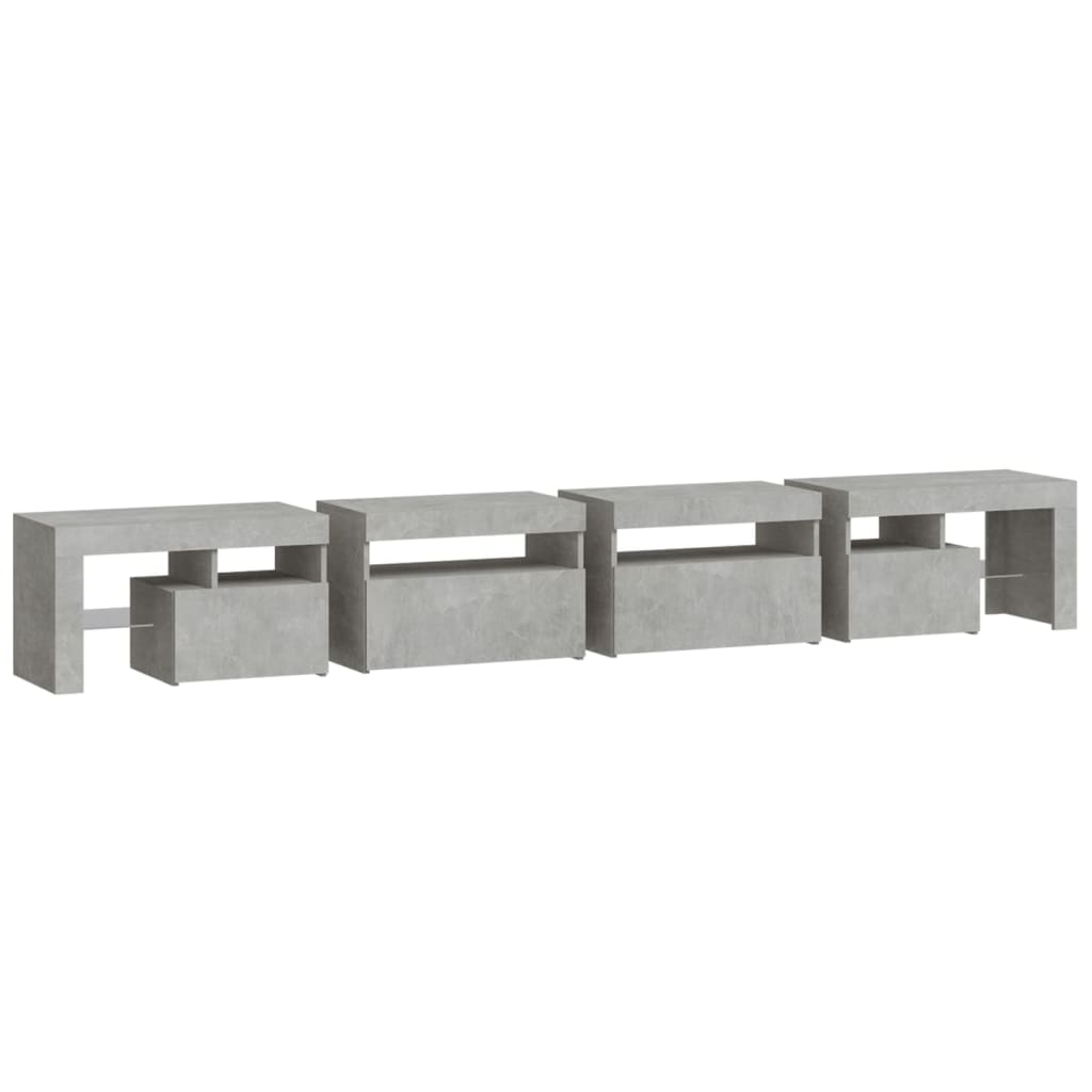 TV Cabinet with LED Lights Concrete Grey 260x36.5x40 cm