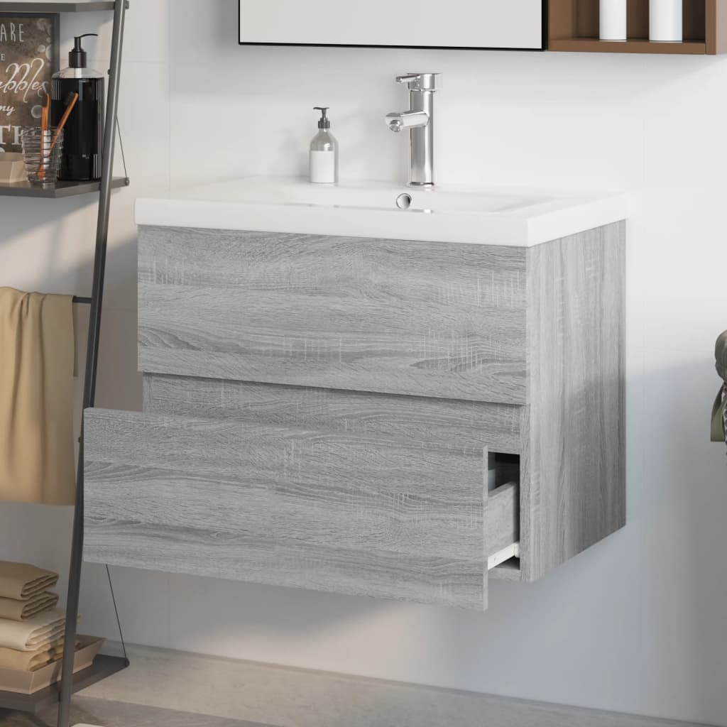 Sink Cabinet with Built-in Basin Grey Sonoma Engineered Wood