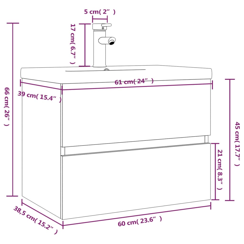 Sink Cabinet with Built-in Basin Grey Sonoma Engineered Wood