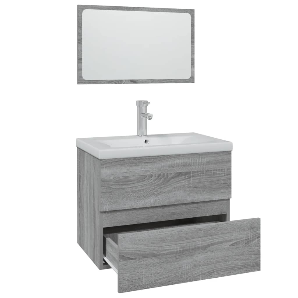 Bathroom Furniture Set Grey Sonoma Engineered Wood