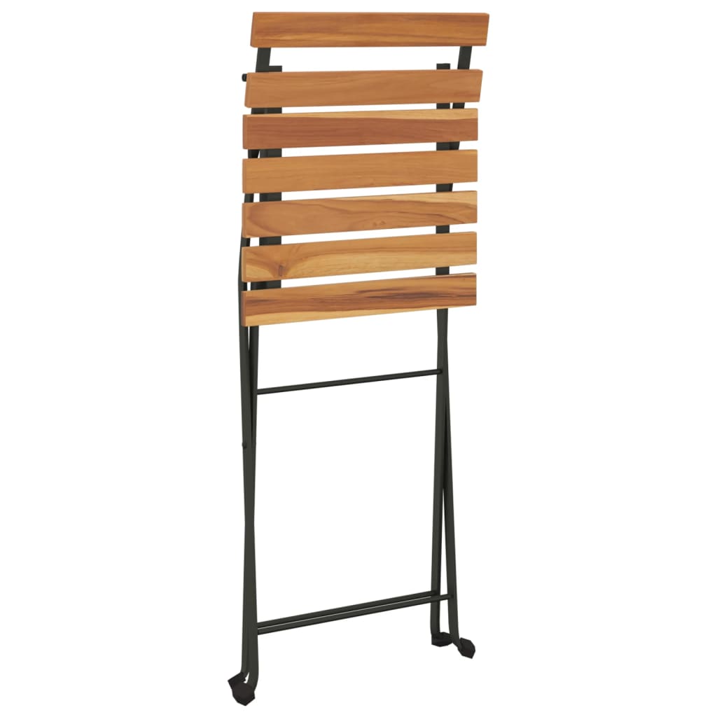 5 Piece Folding Bistro Set Solid Wood Acacia and Steel
