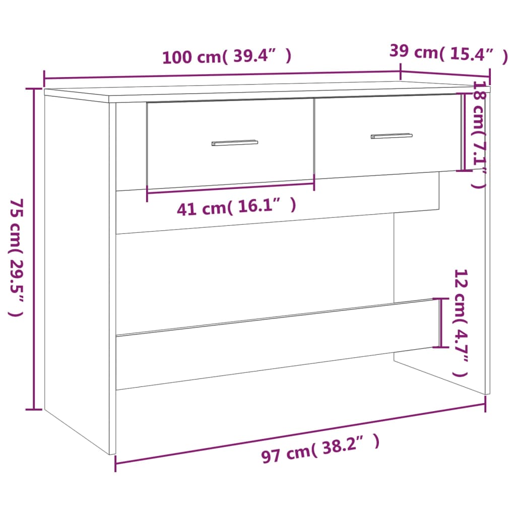 Console Table Sonoma Oak 100x39x75 cm Engineered Wood