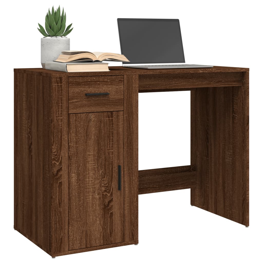 Desk Brown Oak 100x49x75 cm Engineered Wood