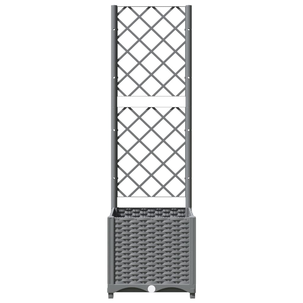 Garden Planter with Trellis Light Grey 40x40x136 cm PP