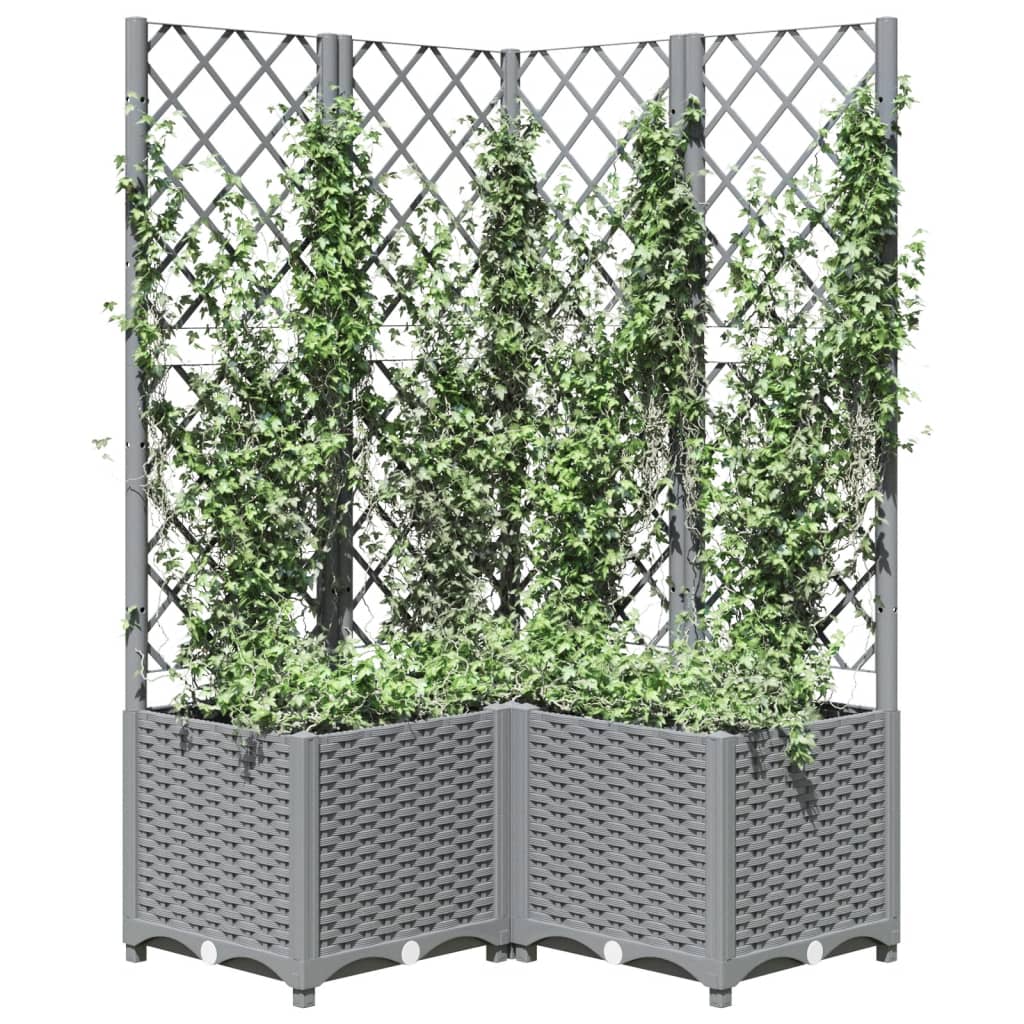 Garden Planter with Trellis Light Grey 80x80x136 cm PP