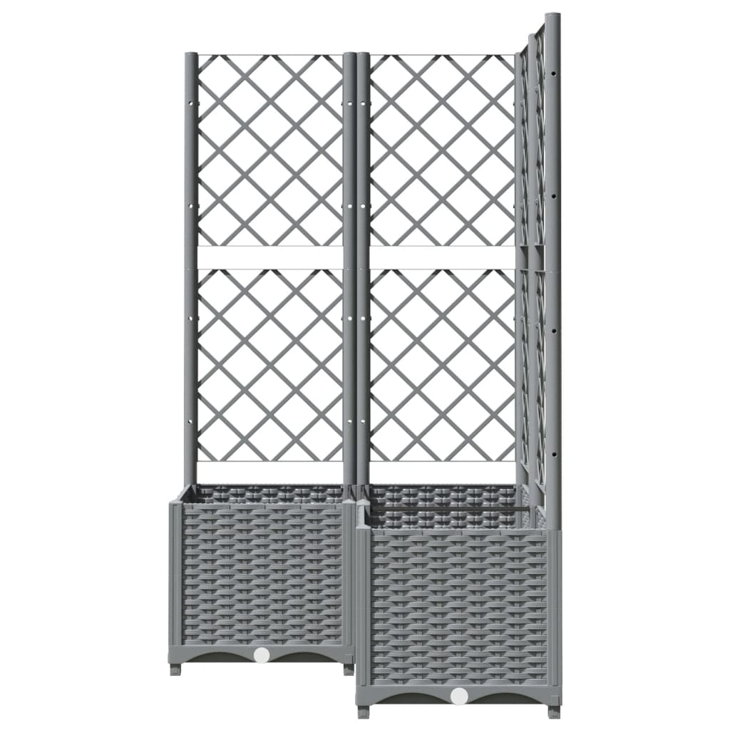 Garden Planter with Trellis Light Grey 80x80x136 cm PP