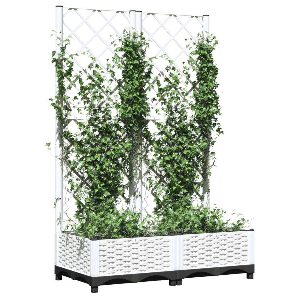 Garden Planter with Trellis White 80x40x121.5 cm PP