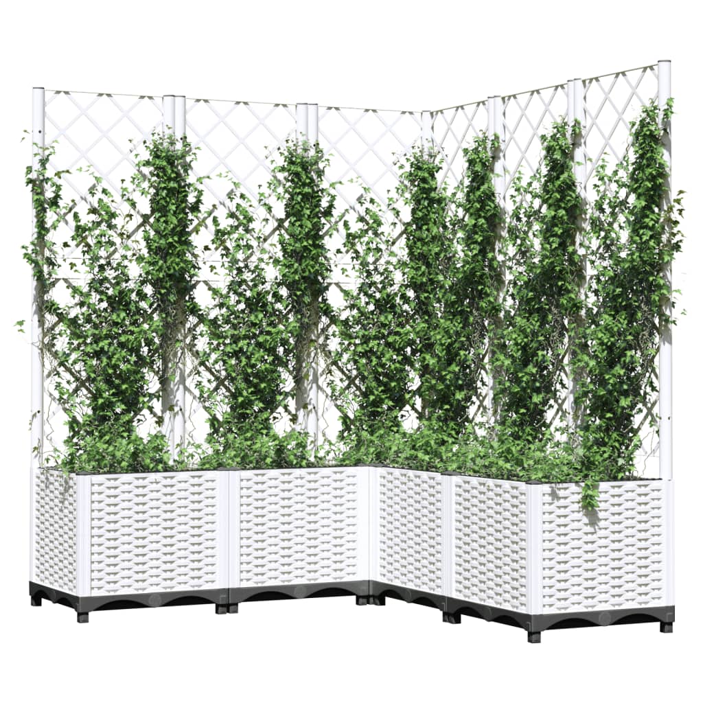 Garden Planter with Trellis White 120x120x136 cm PP