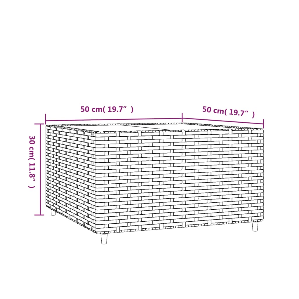 Square Garden Coffee Table Black 50x50x30 cm Poly Rattan