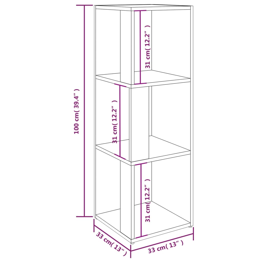 Corner Cabinet Smoked Oak 33x33x100 cm Engineered Wood